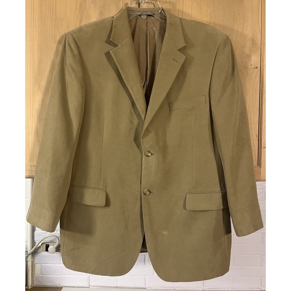 Stafford Blazer Mens 44R Tan Faux Suede Two Button Sport Coat Cato Model